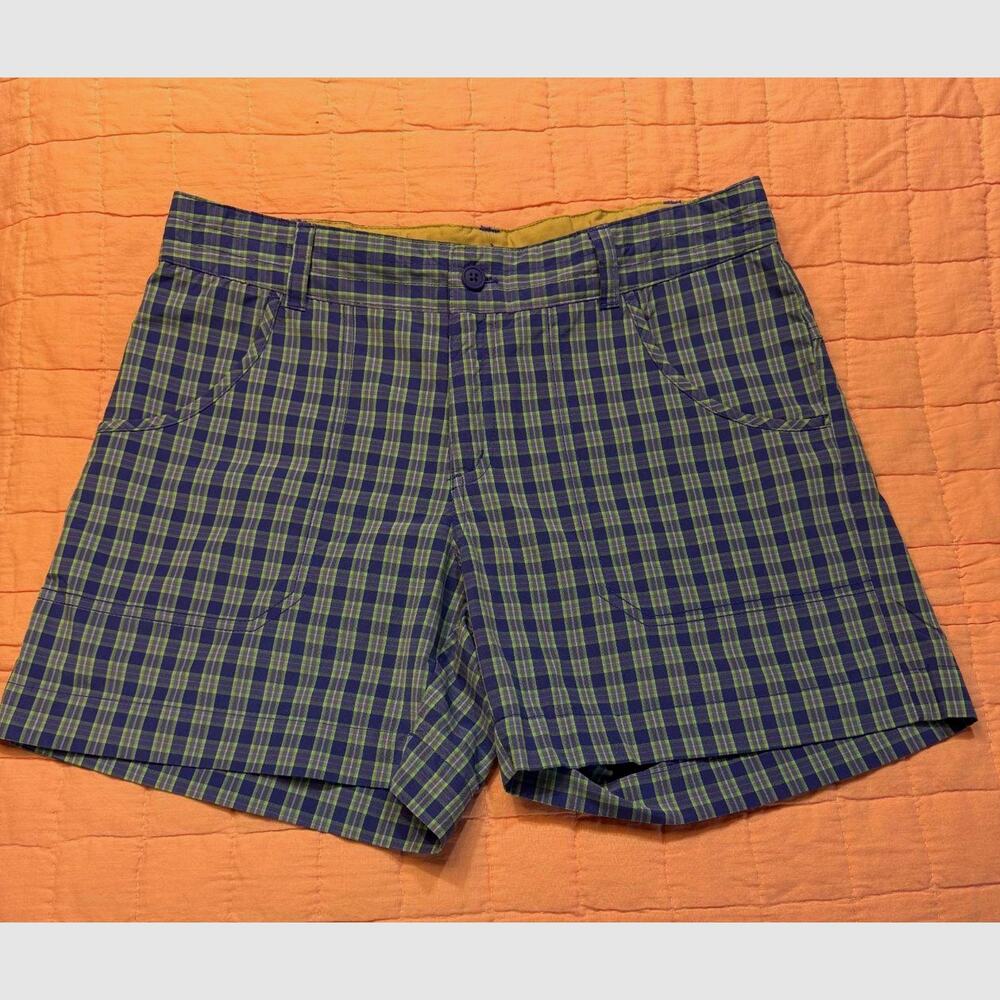 Columbia Outdoor Gorpcore Hiking Fishing Omni-Shade Blue/Green Plaid Shorts L